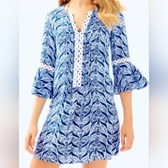 Lilly Pulitzer Blue and White Patterned Dress - Picture 1 of 5